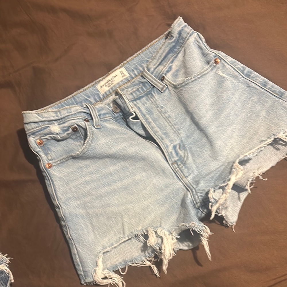 Abercrombie & Fitch Distressed Light Blue Jean Shorts